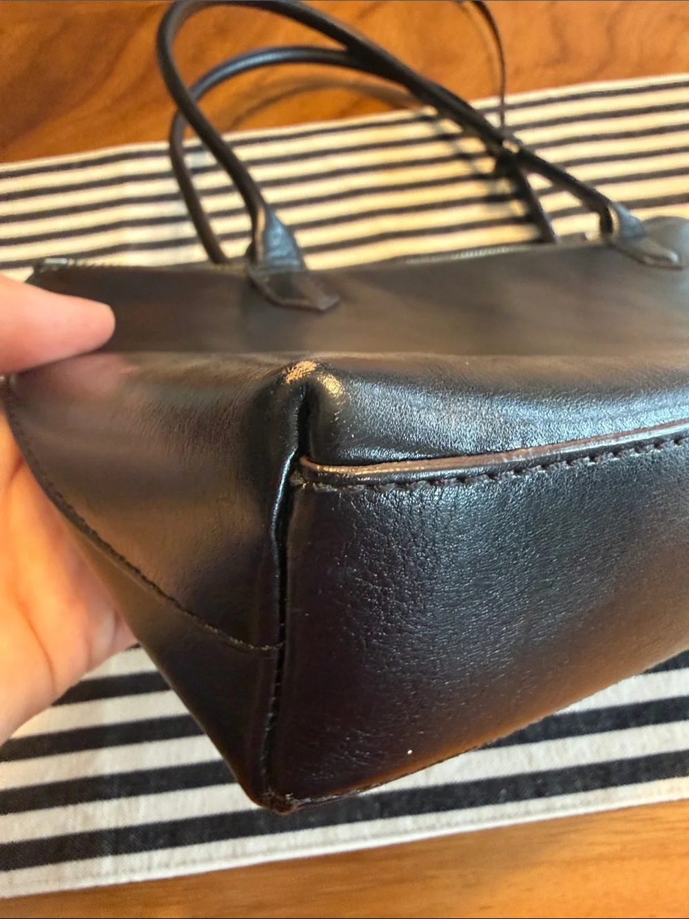 HOBO International Lola Black Leather Shoulder Bag Double Handle Tote